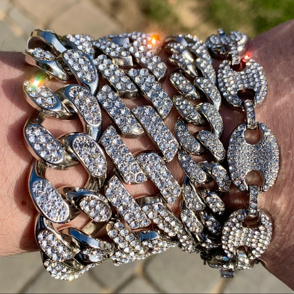 “Millionaire” Bracelet Set White Gold Iced 8” - Picture 2 of 3